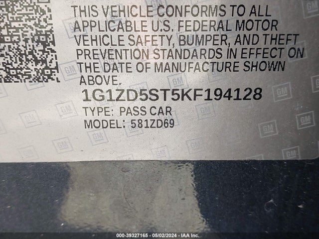 Chevrolet MALIBU LT 2019 1G1ZD5ST5KF194128 Image 9