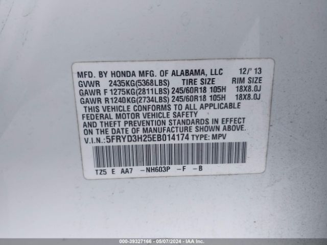 5FRYD3H25EB014174 Acura MDX