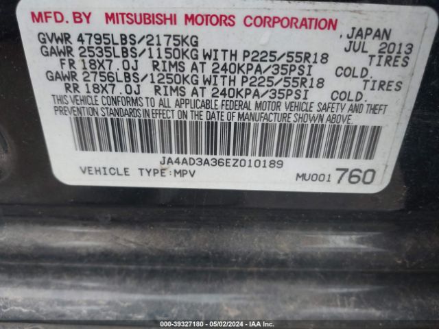 JA4AD3A36EZ010189 Mitsubishi Outlander Se