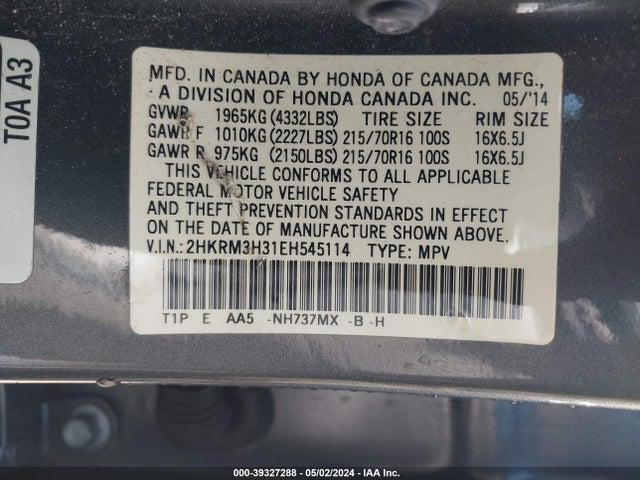 Honda CR-V LX 2014 2HKRM3H31EH545114 Image 9
