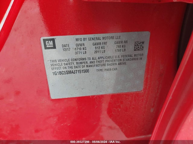 Chevrolet Cruze Ls Auto 2018 1G1BC5SM4J7151566 Image 9