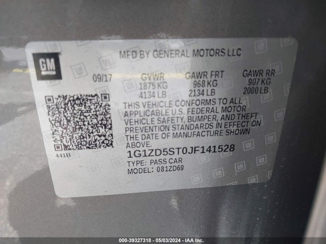 Chevrolet MALIBU LT 2018 1G1ZD5ST0JF141528 Image 9