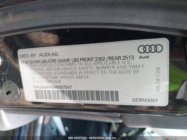Audi A4 2.0t Premium 2017 WAUANAF40HN007547 Image 9