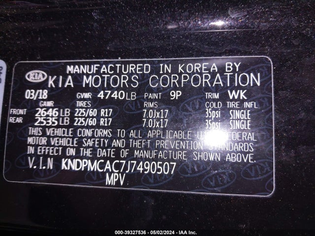 KIA Sportage Lx 2018 KNDPMCAC7J7490507 Image 9