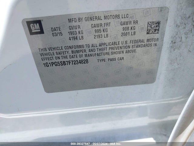 Chevrolet CRUZE LTZ 2015 1G1PG5SB7F7234828 Image 9