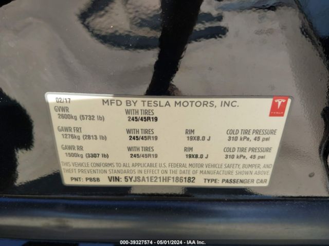 5YJSA1E21HF186182 Tesla Model S 100d/60d/75d/90d/p100d