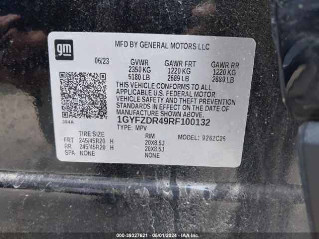 1GYFZDR49RF100132 Cadillac Xt4 Awd Premium Luxury