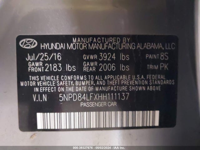 Hyundai ELANTRA SE 2017 5NPD84LFXHH111137 Image 9