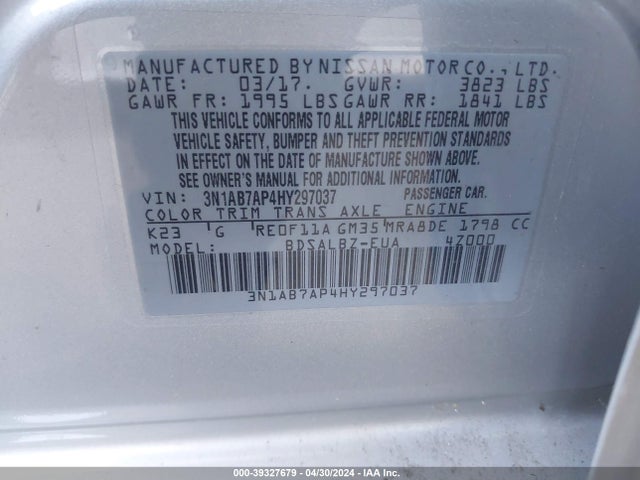 Nissan SENTRA S 2017 3N1AB7AP4HY297037 Image 9