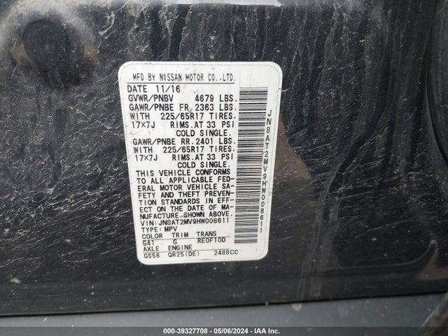 Nissan ROGUE S 2017 JN8AT2MV9HW008611 Image 9