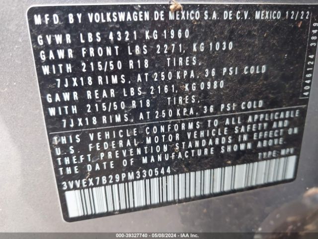 3VVEX7B29PM330544 Volkswagen Taos 1.5t Se