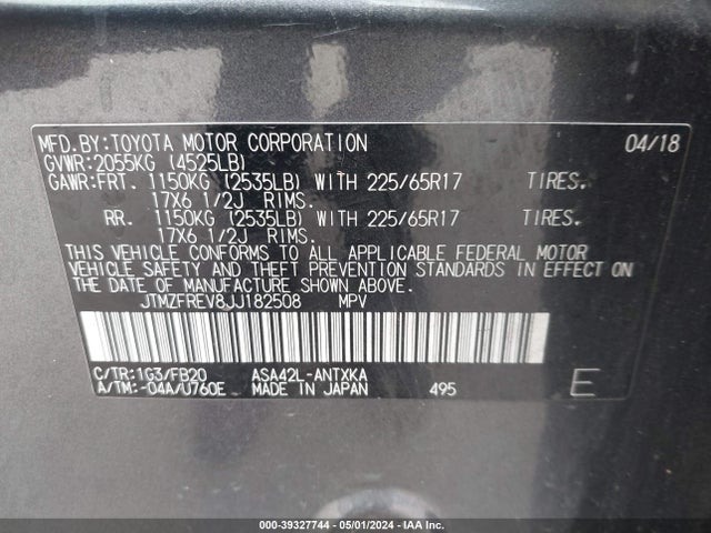 Toyota RAV4 LE 2018 JTMZFREV8JJ182508 Image 9