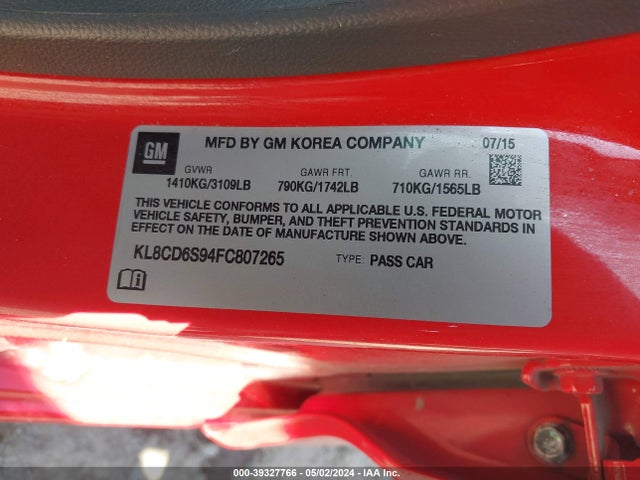 Chevrolet Spark 1lt Cvt 2015 KL8CD6S94FC807265 Image 9