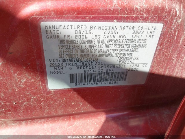 Nissan SENTRA SV 2015 3N1AB7AP6FL678186 Image 9