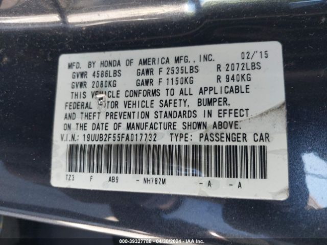 19UUB2F55FA017732 Acura Tlx V6 Tech