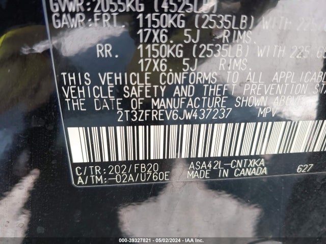 Toyota RAV4 LE 2018 2T3ZFREV6JW437237 Image 9