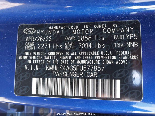 Hyundai ELANTRA SEL 2023 KMHLS4AG5PU577857 Image 9