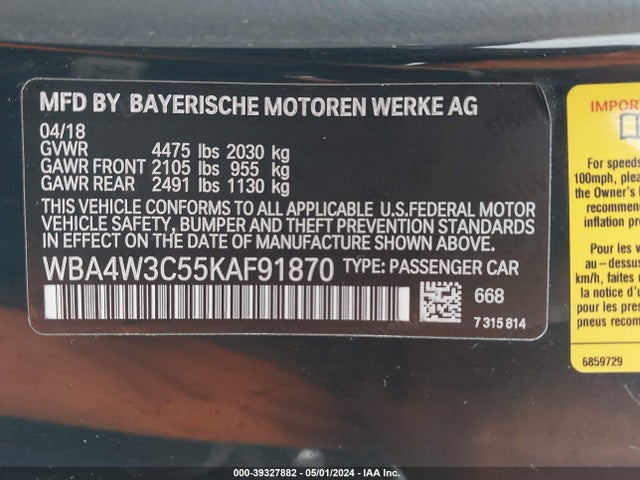 BMW 430I 2019 WBA4W3C55KAF91870 Image 9