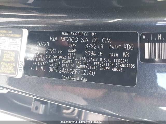 KIA Forte Lxs 2024 3KPF24AD0RE712140 Image 9