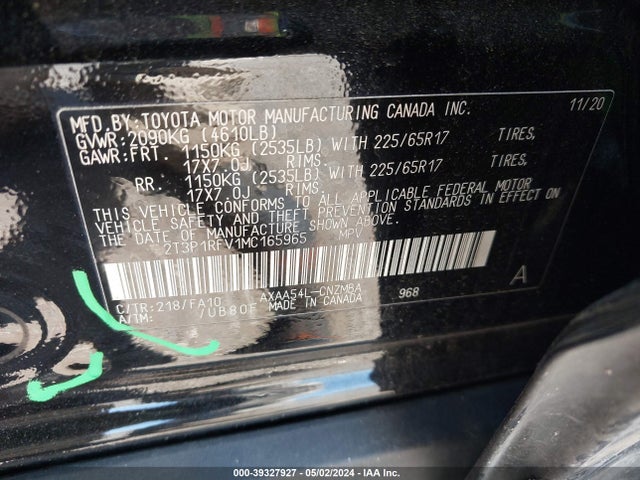 Toyota Rav4 Xle 2021 2T3P1RFV1MC165965 Image 9