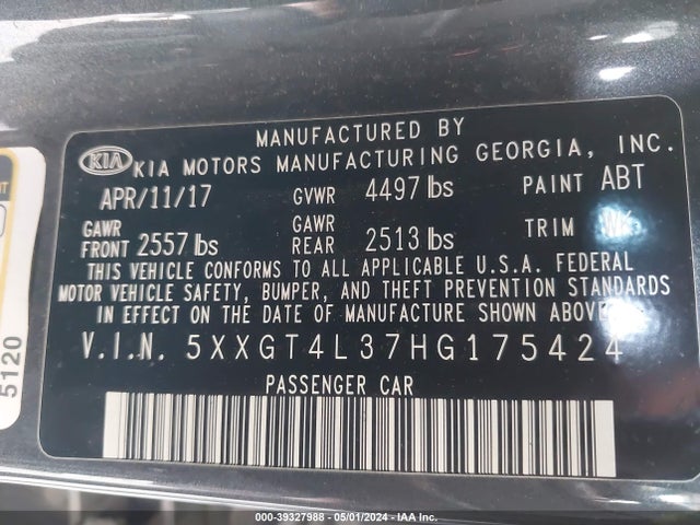 KIA Optima Lx 2017 5XXGT4L37HG175424 Image 9