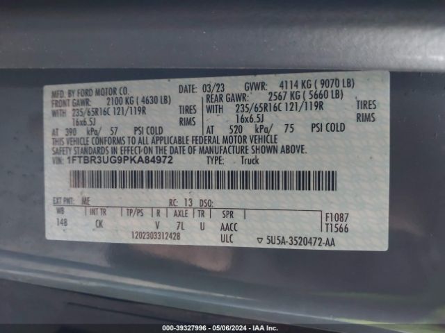 1FTBR3UG9PKA84972 Ford Transit-250 Cargo Van