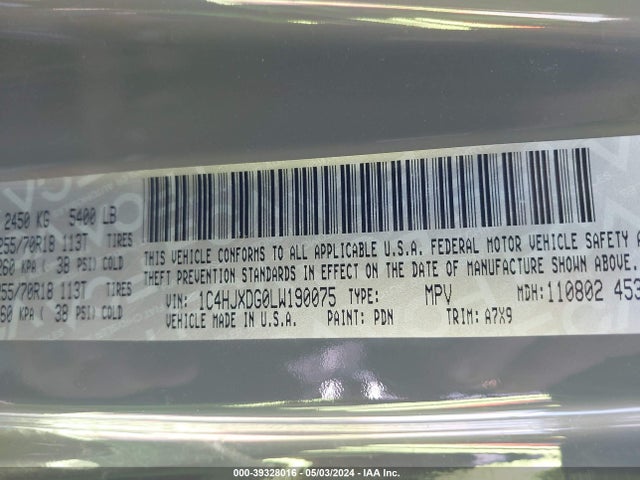 1C4HJXDG0LW190075 Jeep Wrangler Unlimited Sport Altitude 4x4