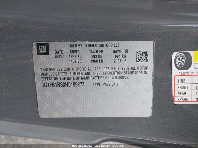 Chevrolet Camaro 1lt 2017 1G1FB1RS3H0199273 Image 9