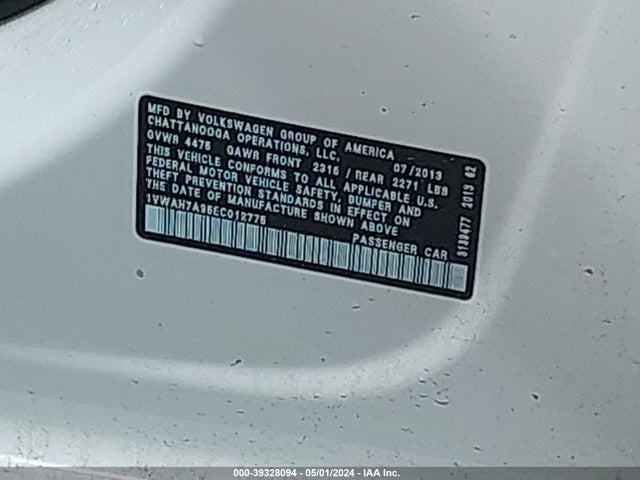 Volkswagen Passat 2.5l Wolfsburg Edition 2014 1VWAH7A35EC012775 Image 9
