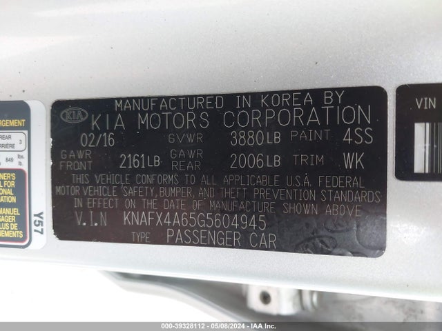 KIA FORTE LX 2016 KNAFX4A65G5604945 Image 9