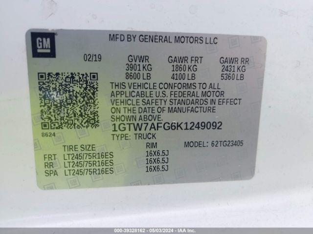 1GTW7AFG6K1249092 GMC Savana 2500 Work Van