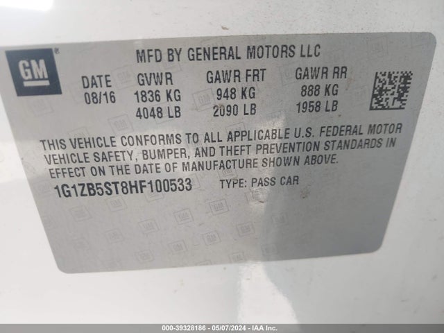 Chevrolet MALIBU LS 2017 1G1ZB5ST8HF100533 Image 9