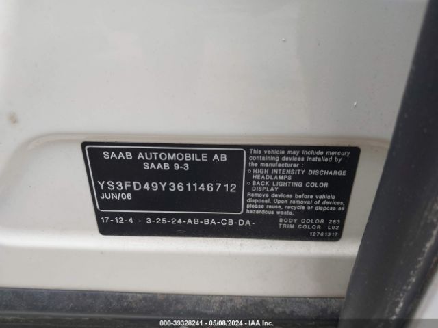 2006 SAAB 9-3 YS3FD49Y361146712 Photo 8