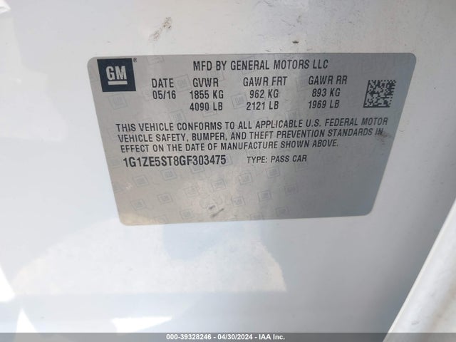 Chevrolet MALIBU 1LT 2016 1G1ZE5ST8GF303475 Image 9