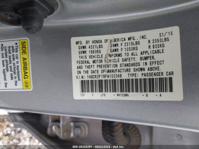 1HGCR2F79FA100346 Honda ACCORD EX