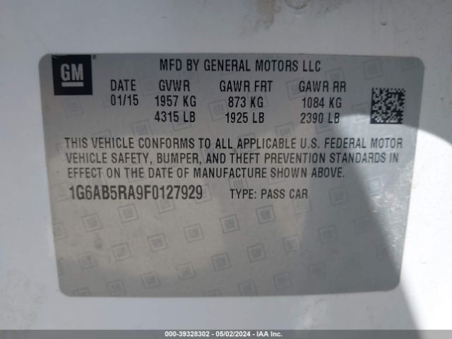 1G6AB5RA9F0127929 Cadillac ATS LUXURY
