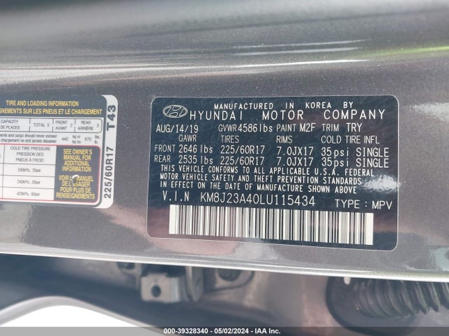 Hyundai TUCSON SE 2020 KM8J23A40LU115434 Image 9