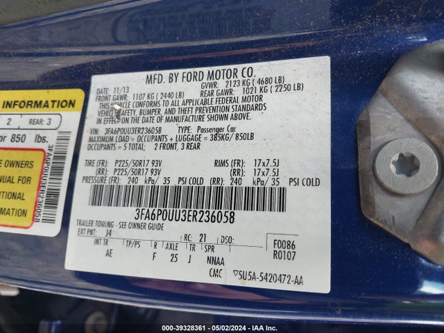 Ford Fusion Hybrid S 2014 3FA6P0UU3ER236058 Image 9