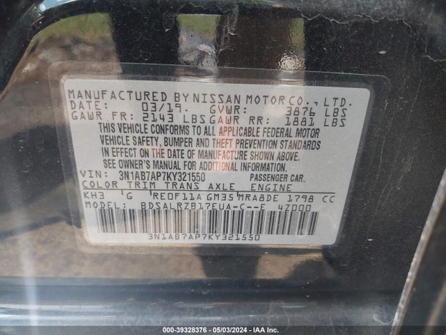 Nissan SENTRA SR 2019 3N1AB7AP7KY321550 Image 9