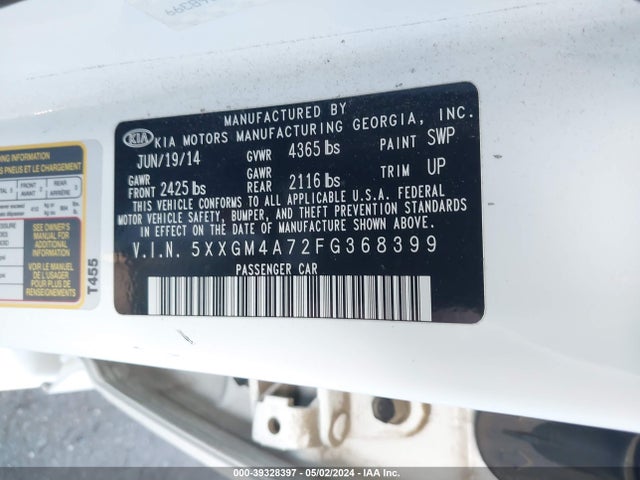 KIA Optima Lx 2015 5XXGM4A72FG368399 Image 9