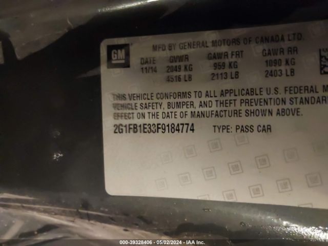 2G1FB1E33F9184774 Chevrolet Camaro 2ls