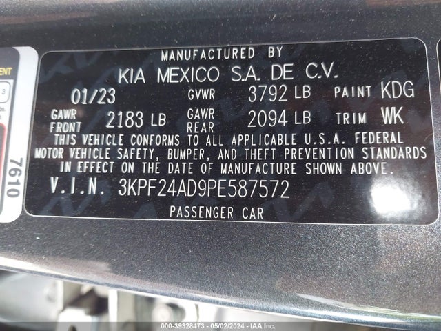 KIA Forte Lxs 2023 3KPF24AD9PE587572 Image 9