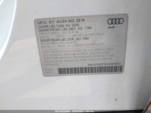 WA1LFAFP3EA096983 Audi Q5 2.0t Premium