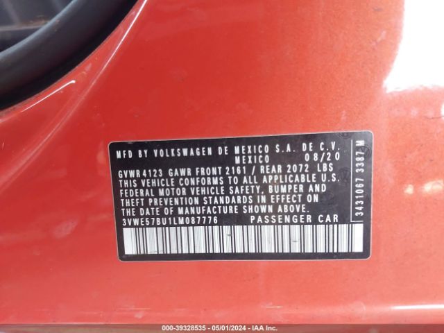 3VWE57BU1LM087776 Volkswagen Jetta 1.4t Sel