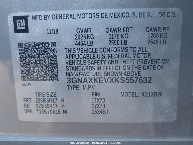 Chevrolet EQUINOX LT 2019 3GNAXKEVXKS557632 Image 9