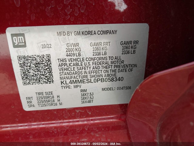 KL4MMESL0PB058340 Buick Encore Gx Select Awd
