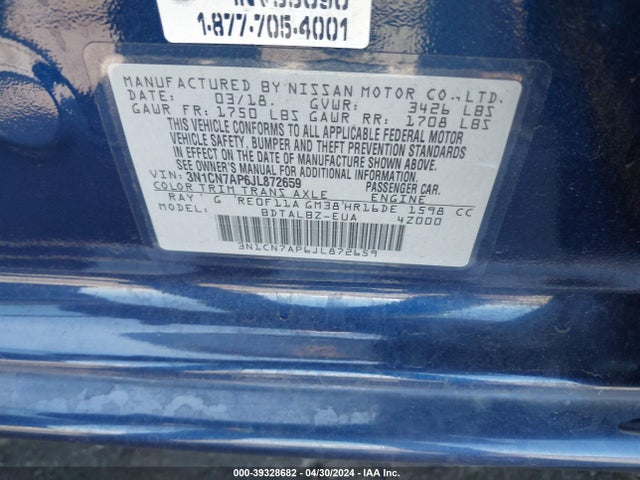 Nissan Versa 1.6 Sv 2018 3N1CN7AP6JL872659 Image 9