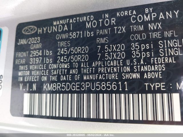 KM8R5DGE3PU585611 Hyundai Palisade Limited