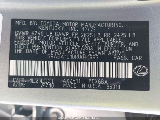 58ADA1C10RU041893 Lexus ES 300H
