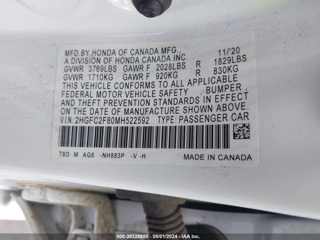 Honda Civic Sport 2021 2HGFC2F80MH522592 Image 9